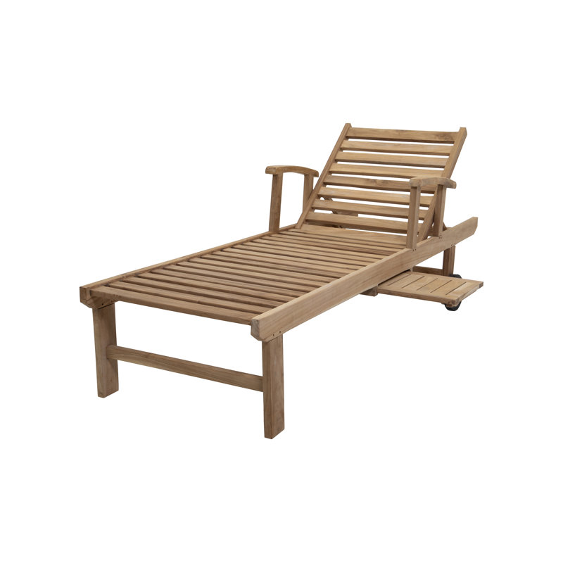 Huntington Outdoor Teak Chaise Lounge, Canvas Regatta Sunbrella® Canvas