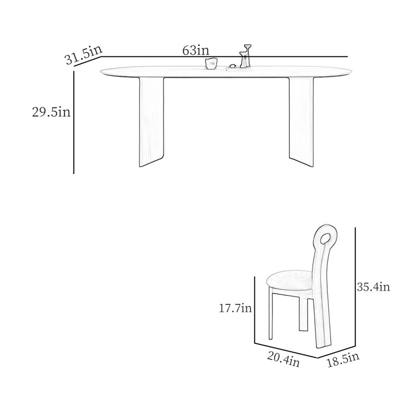 Ensemble de table de salle à manger Simple, H 29,5 po x L 63 po x l 31,5 po