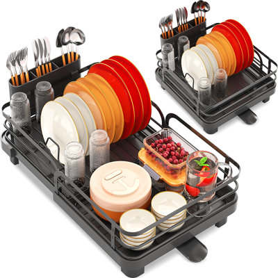 Stainless Steel Expandable Kitchen Dish Rack, Dish Drying Rack for Kitchen Counter, Adjustable Plate Rack,Extra Large Capacity Dish Drainer