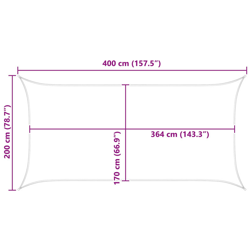 Vidaxl Sunshade Sail Oxford Fabric Rectangular Patio Shade Sunscreen Canopy, 2m W x 4m L, Orange/Brown