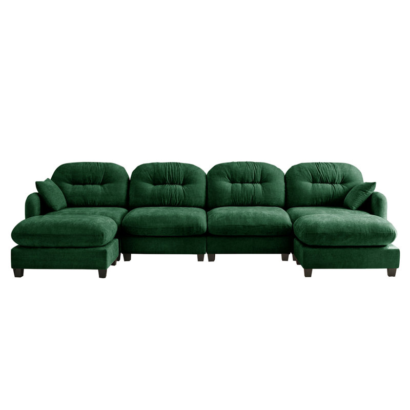 Canapé modulaire modulaire en forme de U avec repose-pieds, dossier moelleux en tissu chenille doux, conception ergonomique en mousse haute densité, accoudoirs élégants