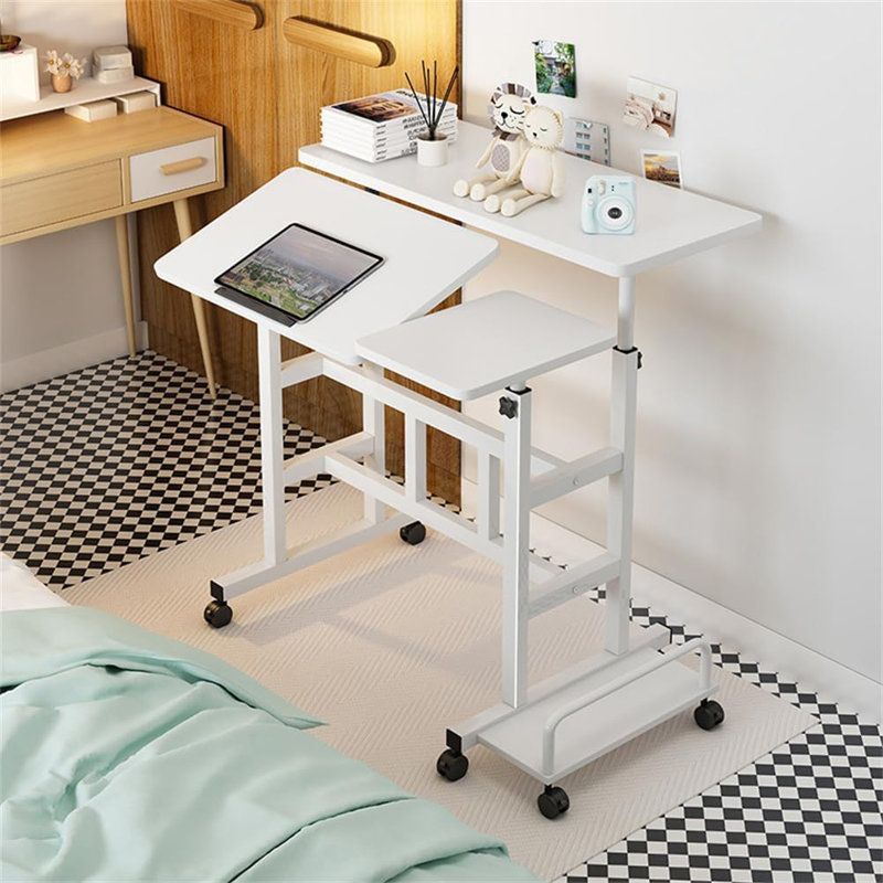 Adjustable Metal Base Computer Desk, White