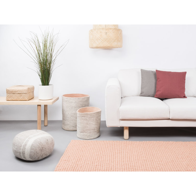 Solid Colour Wool Hand Woven Area Rug, Rectangular 120 x 170cm