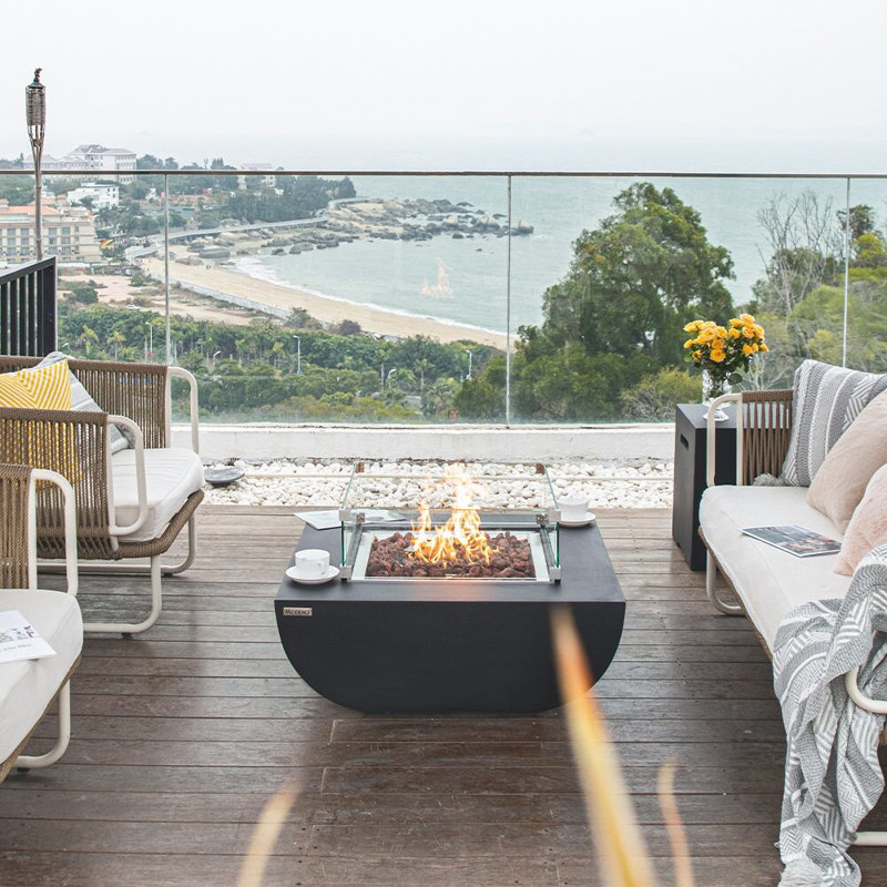 Dockview 34 Inch Black Concrete Gas Fire Pit Table