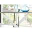 Tierra Modern Chrome Metal & Glass Round Dining Table Set with 4 Upholstered Faux Leather Chairs-81869540-87471413