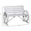 Banc de jardin rustique gris - Roue de chariot en bois de 41 po, résistance aux intempéries, 2 sièges, roue extérieure en bois de sapin massif avec intempéries