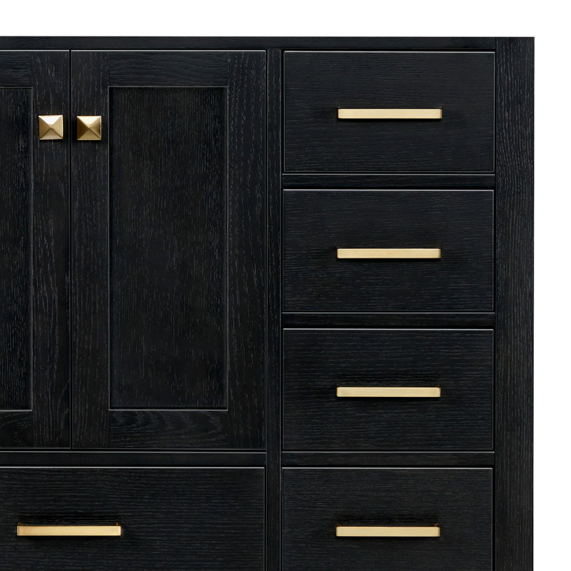 Meuble-lavabo simple 36 po avec plateau Grevera, Chêne noir, Rectangular, Left