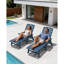 Chaises longues durables de patio de Hdpe, ensemble réglable moderne pour bronzer