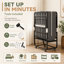 Lit simple pliant noir avec matelas et roulettes verrouillables, lit d'invité en acier avec support à 8 lattes et mousse viscoélastique imprégnée de gel, capacité de poids de 300 lb, avec housse de protection et outils