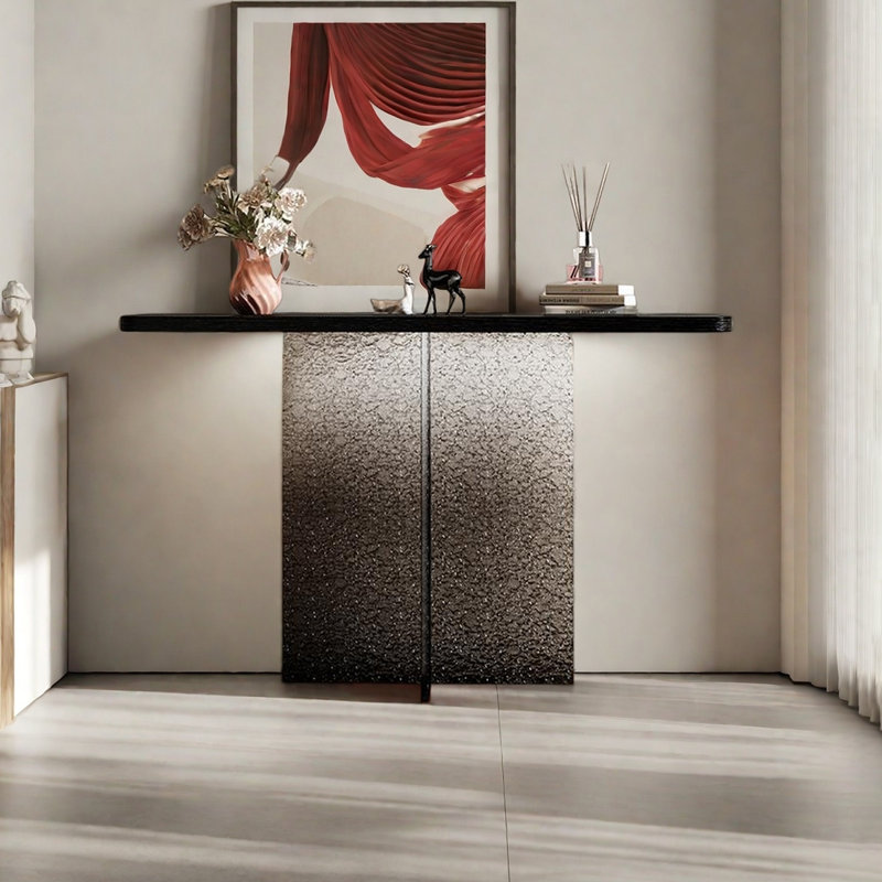 Console moderne et moderne en acrylique, Transparent/noir, H 29,53 po x l 31,5 po x P 11,81 po