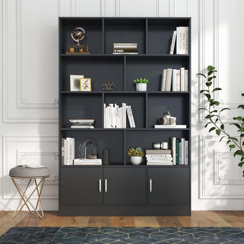 Bibliothèque de 70,87 po de hauteur avec 10 cubes et 3 portes