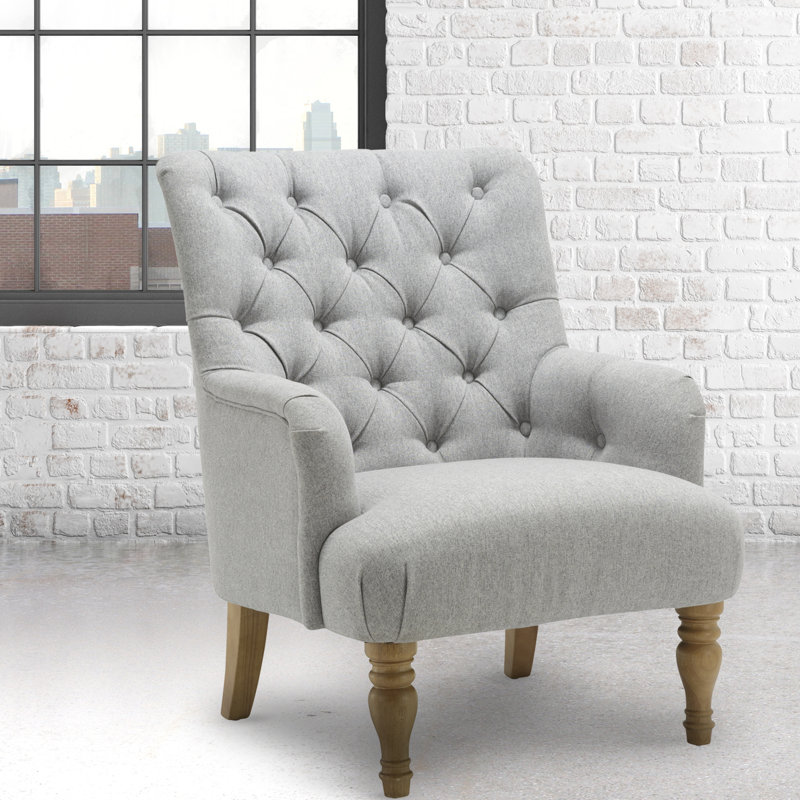 Hegland 73Cm Wide Tufted Polyester Blend Armchair, Grey