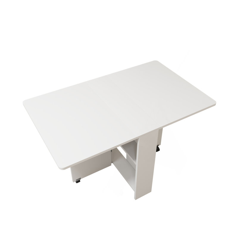 Fully Unfolded 51.18 Inches White Foldable Table, Suitable For Small Family Table Or Display Table Convenient, Home Simple Long Table, Simple And Lightweight