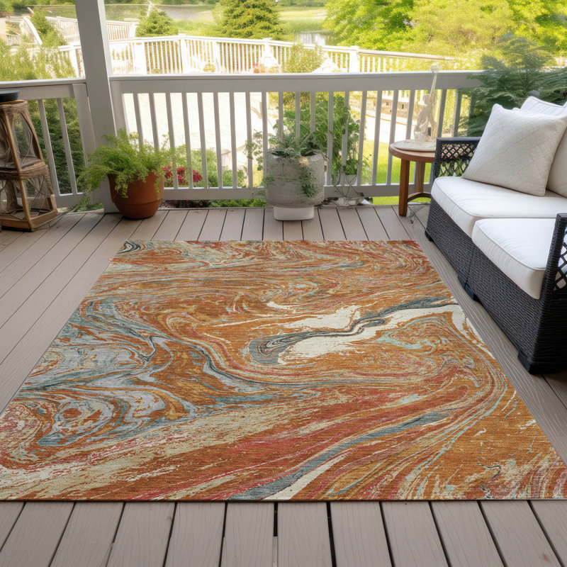 Malika Paprika Washable Indoor-Outdoor Rug - , 3' x 5'