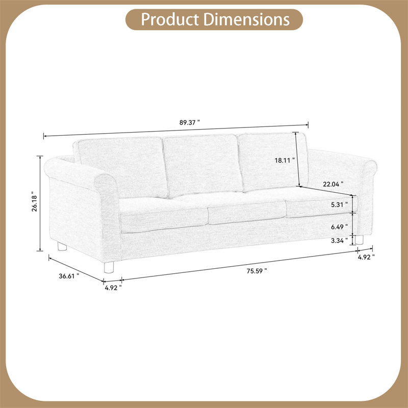 Aison 89.37'' Velvet Sofa