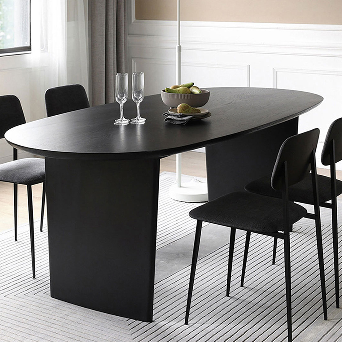 East Urban Home Modern Black Oval Solid Wood Dining Table - Wayfair Canada