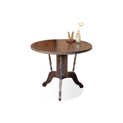 Retro Nut-Brown Round Solid Wood Dining Table