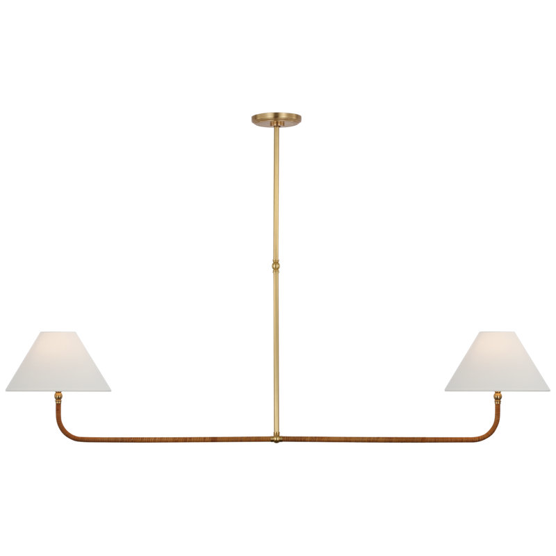 Basden 2 - Light Chandelier, Antique-Burnished Brass/Natural Rattan