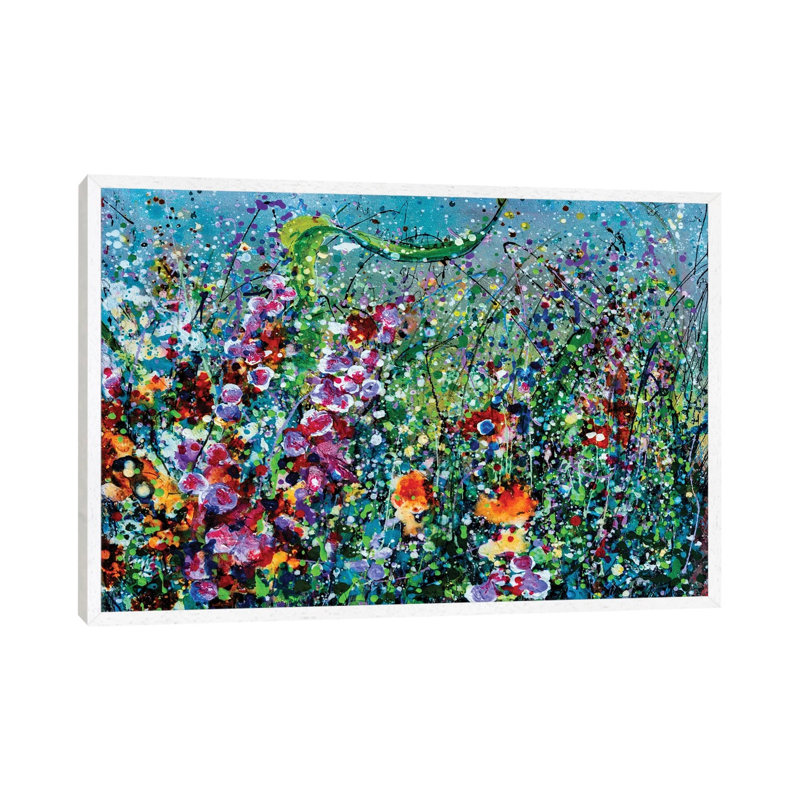 Whimsical Spring by Lena Owens - Painting on Canvas, White Framed, 66.04cm H x 101.6cm W x 3.81cm D