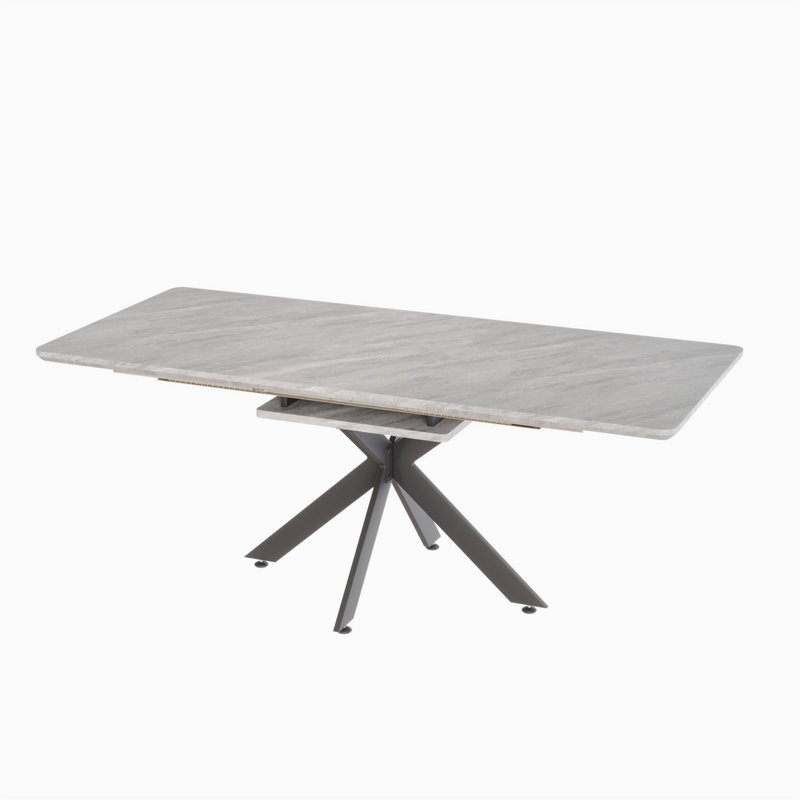 Très grande table de salle à manger de 62,15 po à rallonge de 78,15 po de style Mid-Century moderne pour la salle à manger, la table de fête, la table de conférence, les pieds en X en métal noir.