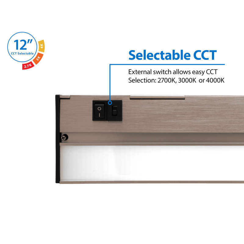 Barre d’éclairage à DEL à DEL 12,5 po pour meuble-bar Nuc5 Series, Nickel