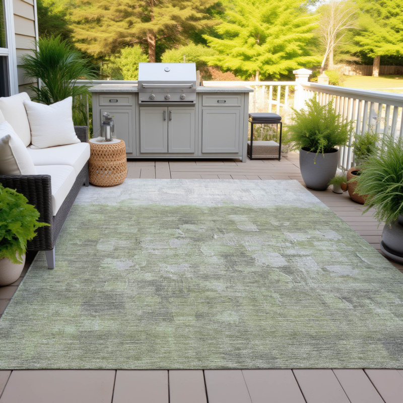 Tapis intérieur / extérieur lavable à la machine Xhevrie, Rectangle 10 pi x 14 pi