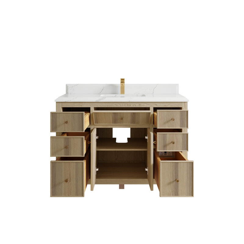 Ensemble de meuble-lavabo simple 36 po, Naturel, 60", Gris Piatra