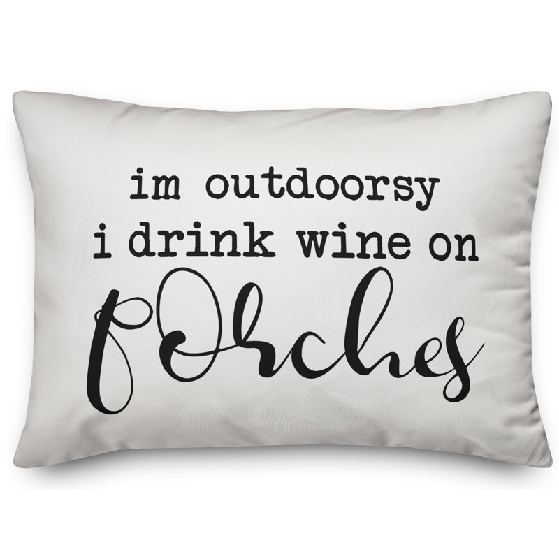Textual Outdoor Reversible Throw Pillow, Off White/Black