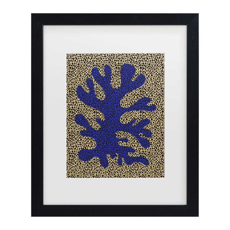 «Little Dean», art encadré en corail bleu et jaune, H 13 po x l 16 po, Noir, noir, noir, noir