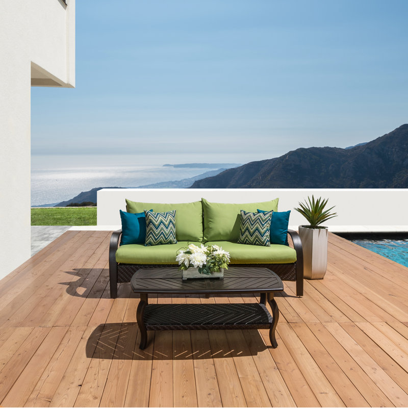 Barcelo 5 Piece Rattan Sofa Set with Cushions, Gingko Green Sunbrella®
