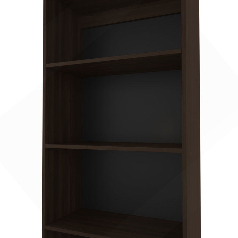 Bookcase With Open Storage And 5 Shelves, Stained Walnut, (5 Shelves) 71"H x 11.8"W x 24.7"D