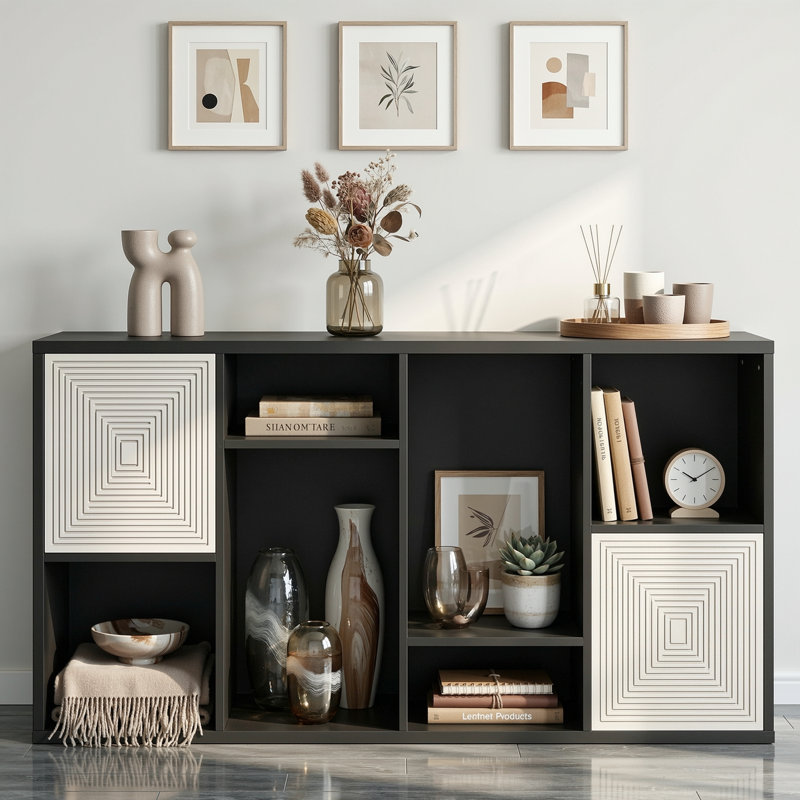 8 Cube Storage Organizer with Doors, Adjustable Shelves and Closed Back for Living and Office