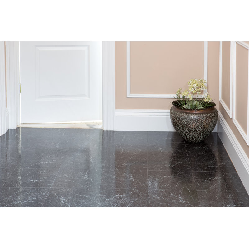 Nexus 1mm Thick 12'' W x 12'' L, Black with White Vein Marble
