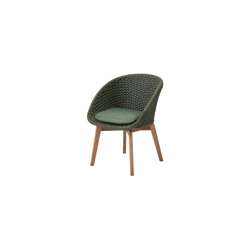 Peacock Chair with Teak Legs, Dark Green, Dark Green