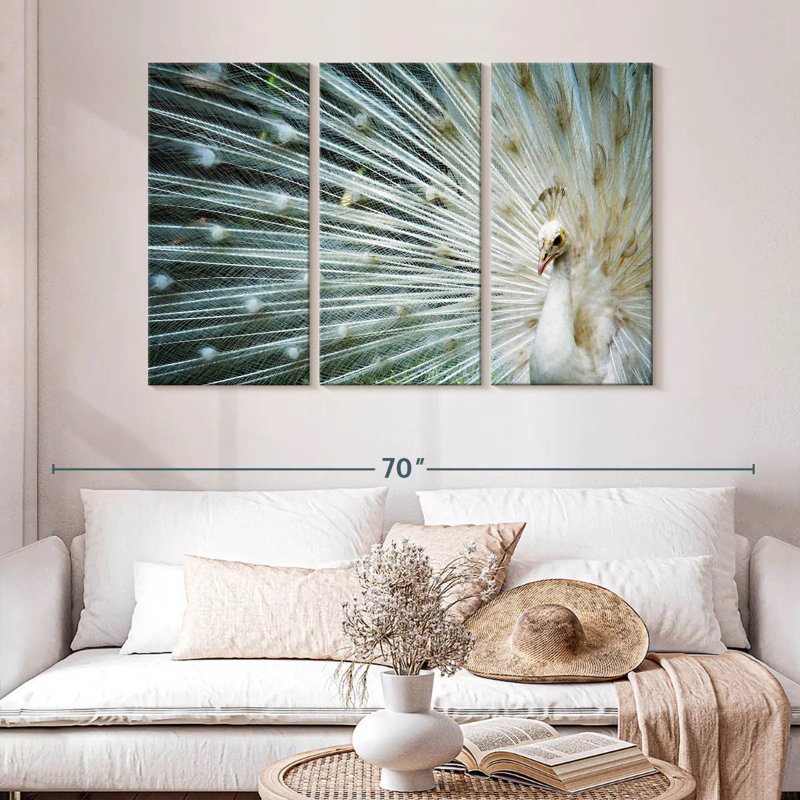 Brampt Icy White Peacock, 32" H x 50" W