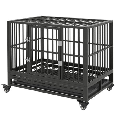 Chenil en métal robuste avec cage verrouillable