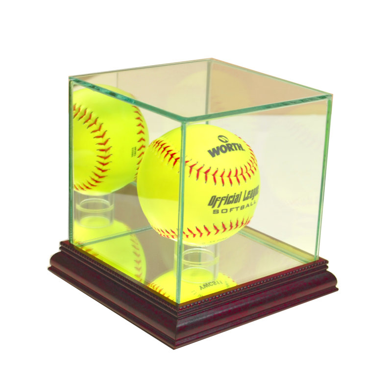 Perfect Cases And Frames 6'' W 6'' D Tennis Glass Ball / Puck Case, Cherry