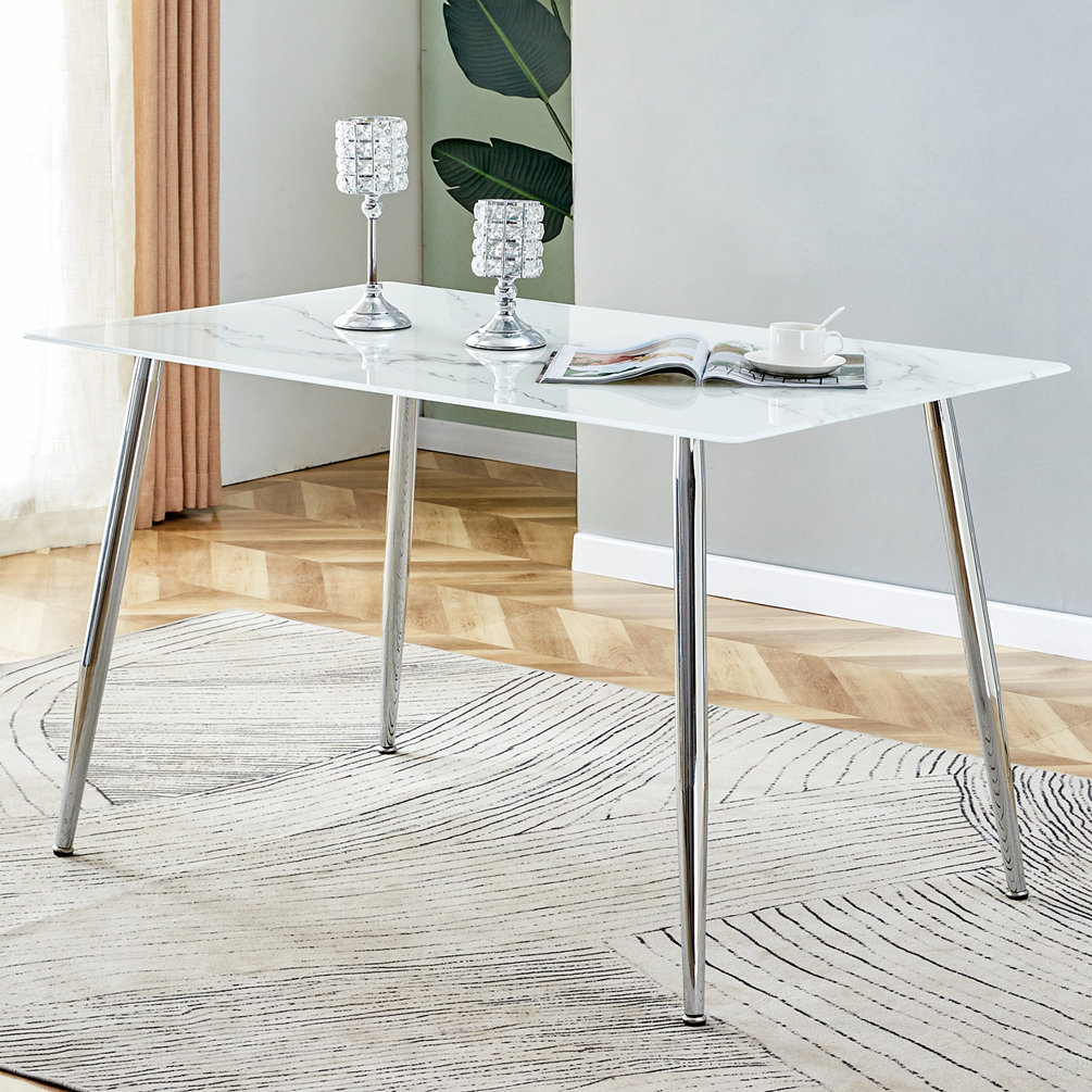 Wrought Studio Ketter Glass Top Dining Table - Wayfair Canada