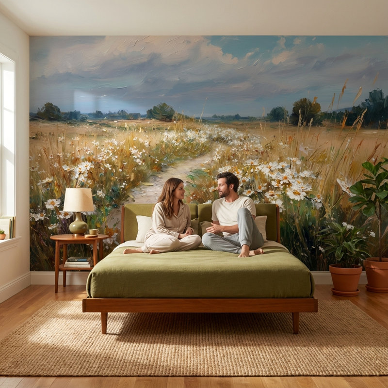 Rouleau de papier peint mural amovible Wildflowers, 100"x96", Non tissé