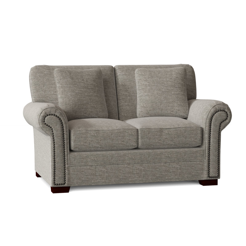 Causeuse à accoudoirs roulés de 63 po avec coussins réversibles Adrena, Laiton foncé, Townhouse 41 - gris, Non