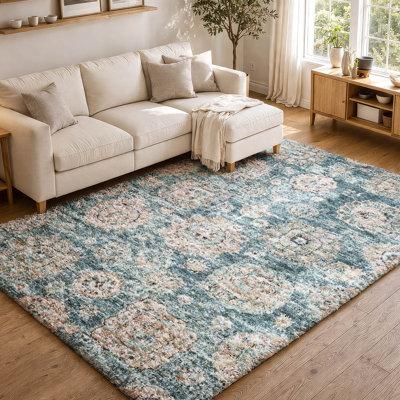 Premium Machine Washable Dream Shag ADS634 Floral Rug