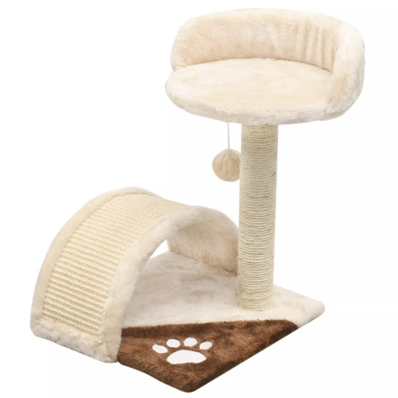 Arbre à chat vidaXL, panneau de particules en peluche de polyester, corde en sisal, Beige/brun