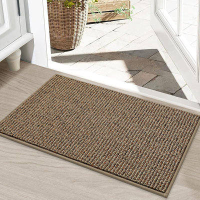 Paillasson 20 po x 32 po, tapis d'entrée antidérapant, paillassons, tapis de bienvenue résistant à la saleté et absorbant, tapis à profil bas pour la porte arrière et l'entrée, beige