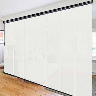 Pewter Mesh 7-Panel Single Rail Panel Track Extendable 110"-153"W, Panel width 23.5"