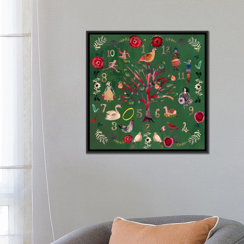 Douze jours - reproduction d'art murale - toile encadrée, Cadre flottant sans passe-partout, Black, 26" H x 26" W