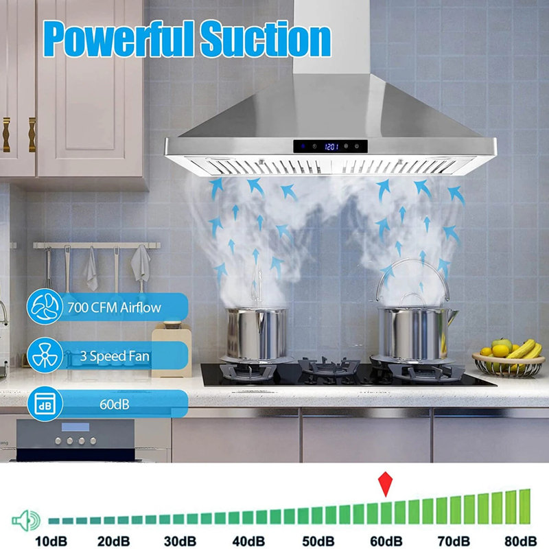 Hotte murale 30 pouces en acier inoxydable