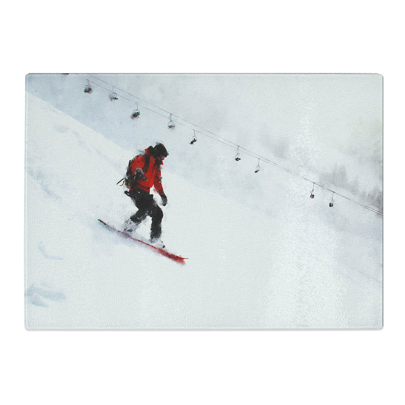 Snowboarding Chopping Board, 0.4cm H x 28.5cm W x 39cm L