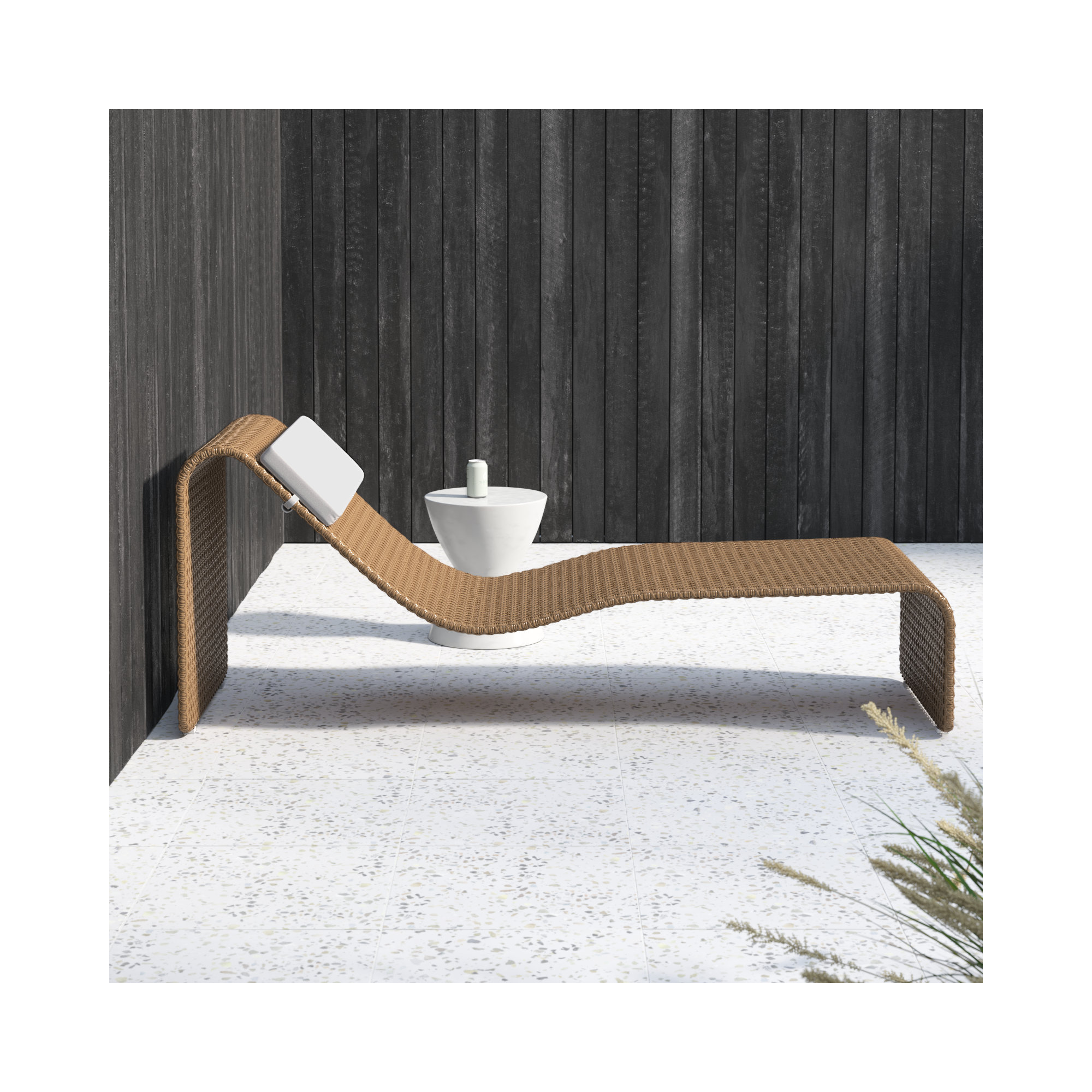 Kuno 27.5'' Outdoor Wicker Chaise Lounge, Brown