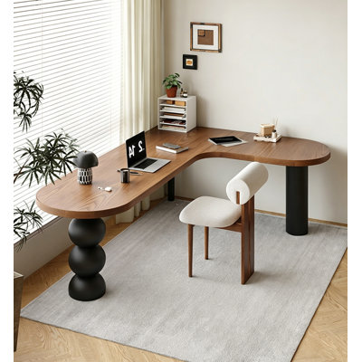 Bureau de coin moderne en L en pin massif