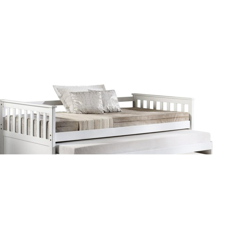 White Daybed With Structure, Solid Pine, 660lbs Weight Capacity Robust Construction,